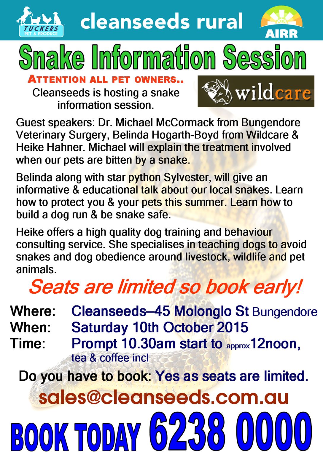 Cleanseeds Snake Information Session